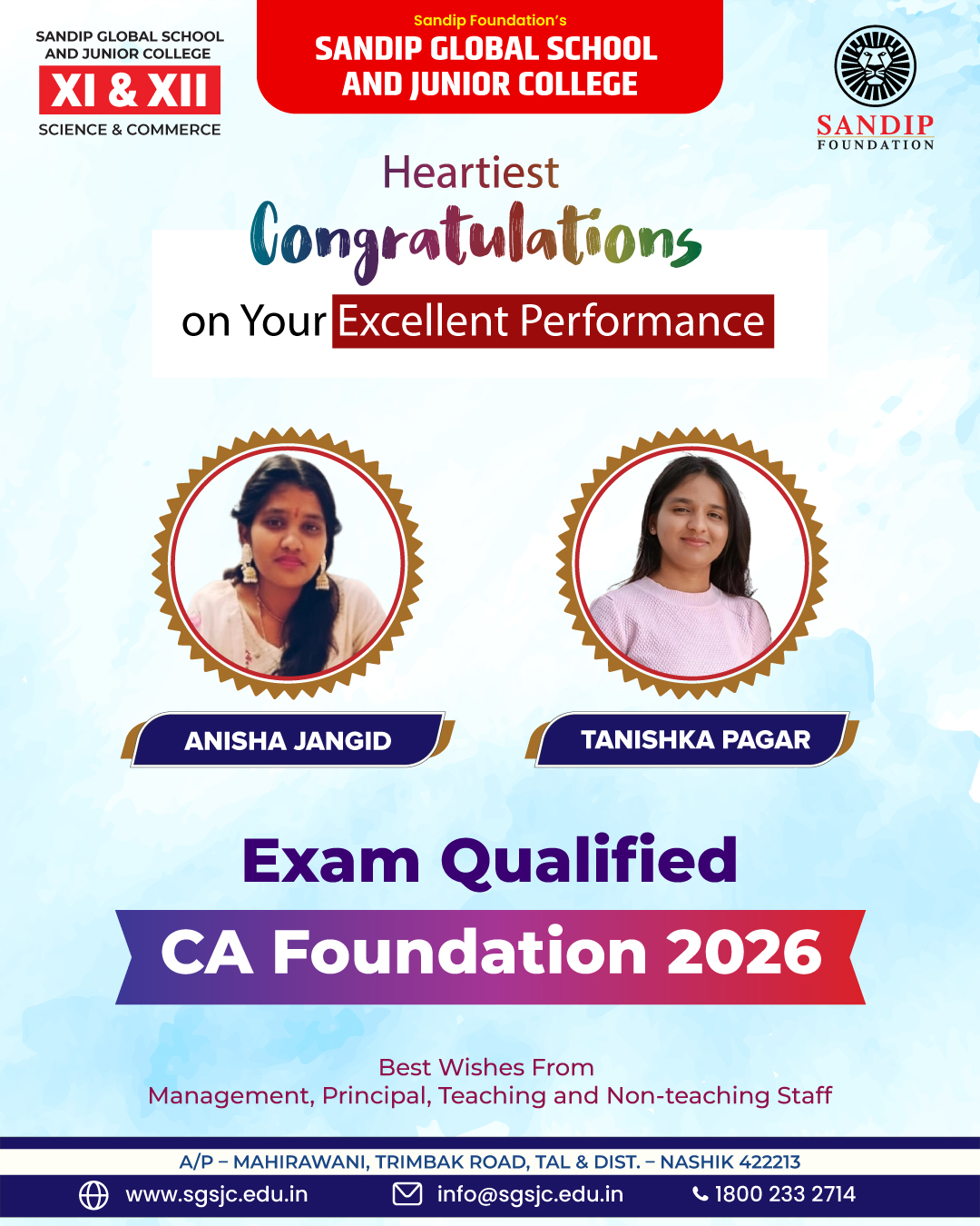 Gold Medal in Division and District Level Roller Skating Competition organized by DSO, Nashik